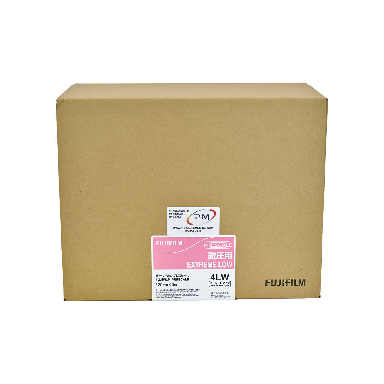 Fujifilm Prescale 4LW Extreme Low Pressure Film Roll Cardboard box on a white background