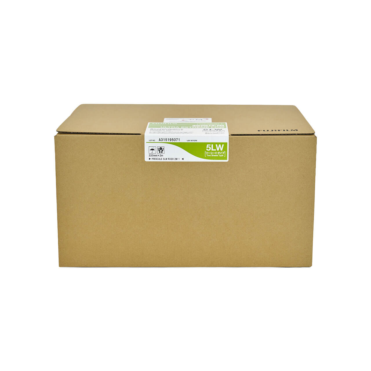Fujifilm Prescale 5LW Ultra Extreme Low Pressure Film Roll Cardboard box on a white background side view