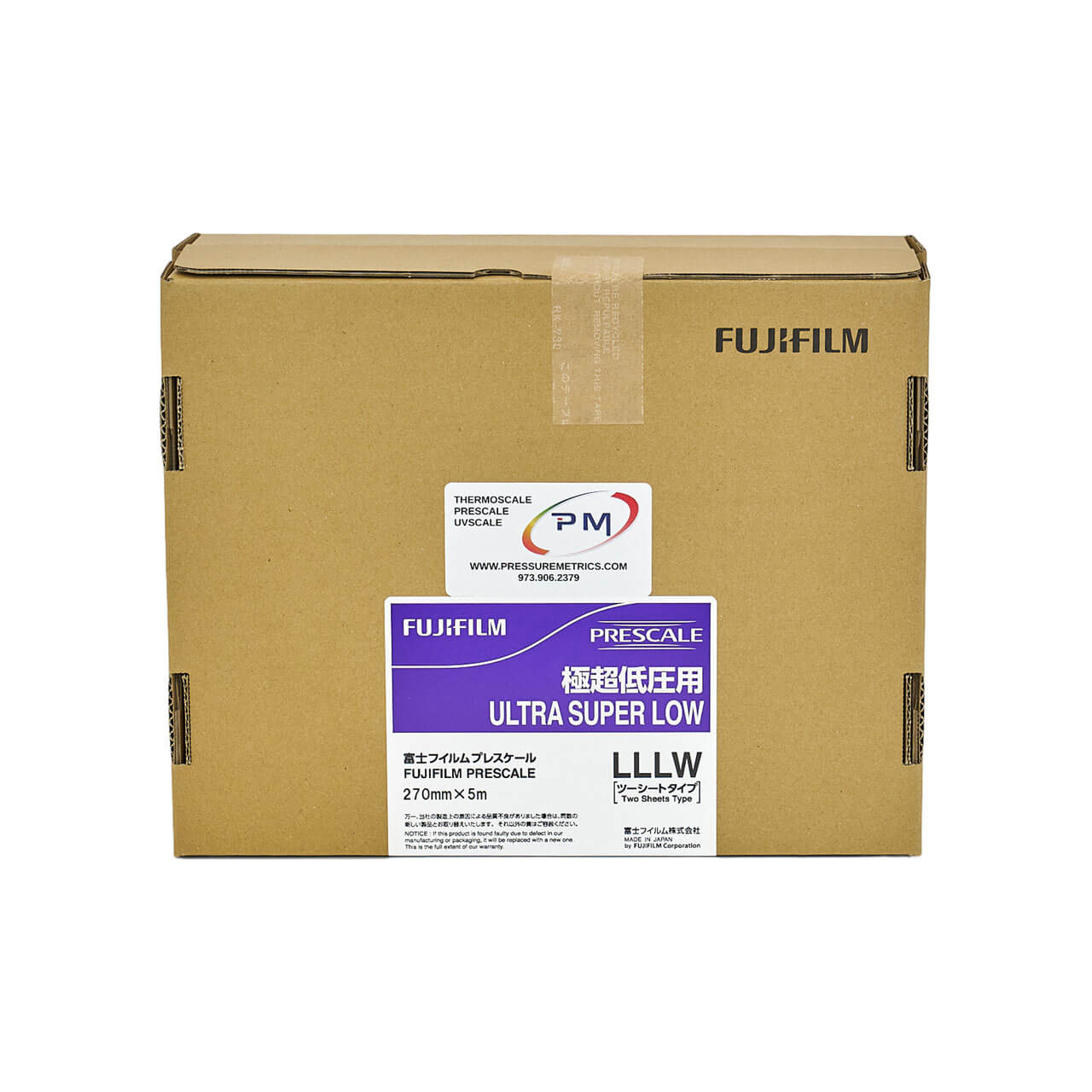 Fujifilm Prescale LLLW Ultra Super Low Pressure Film Roll Cardboard box on a white background