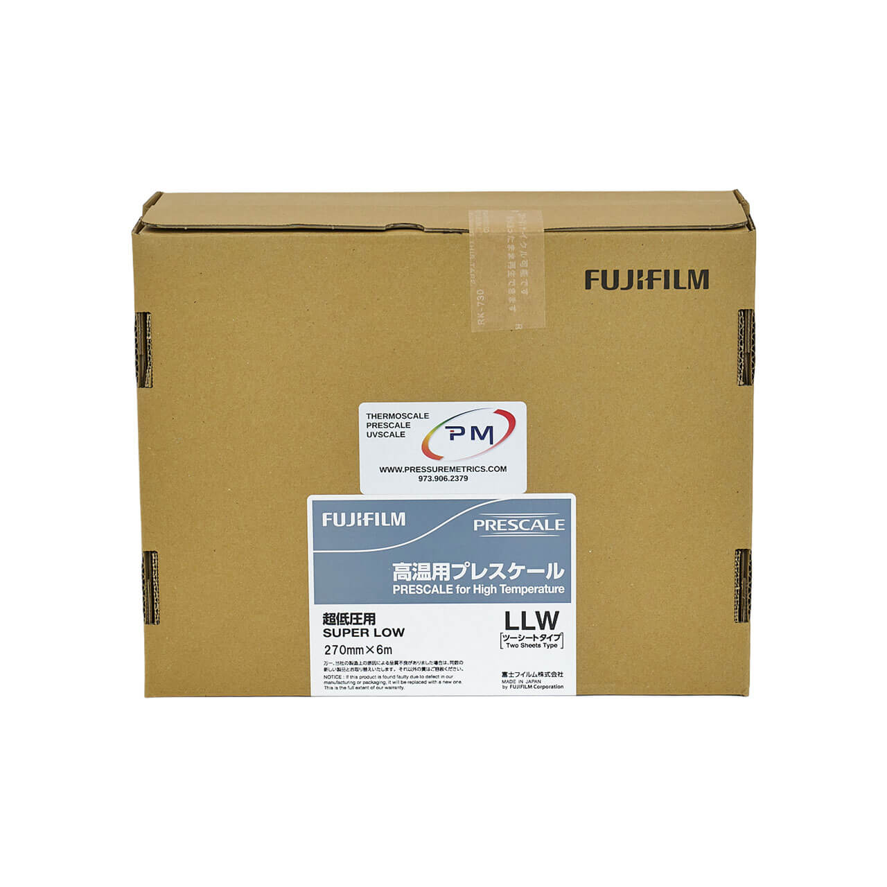 Fujifilm Prescale High Temperature 200 LLW Super Low Pressure Film Roll Cardboard box on a white background