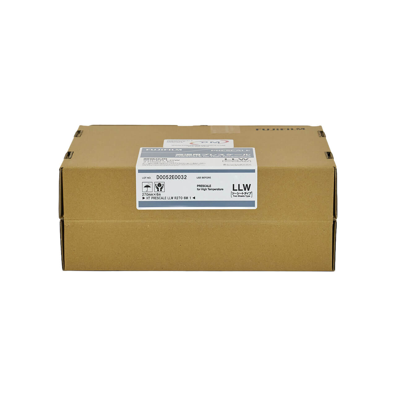 Fujifilm Prescale High Temperature 200 LLW Super Low Pressure Film Roll Cardboard box on a white background side view