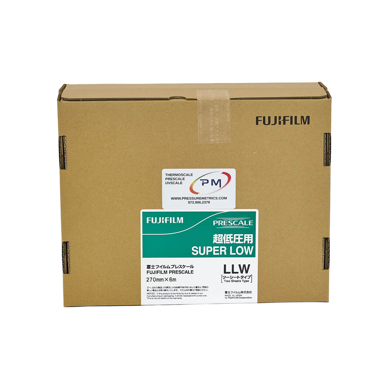 Fujifilm Prescale LLW Super Low Pressure Film Roll Cardboard box on a white background