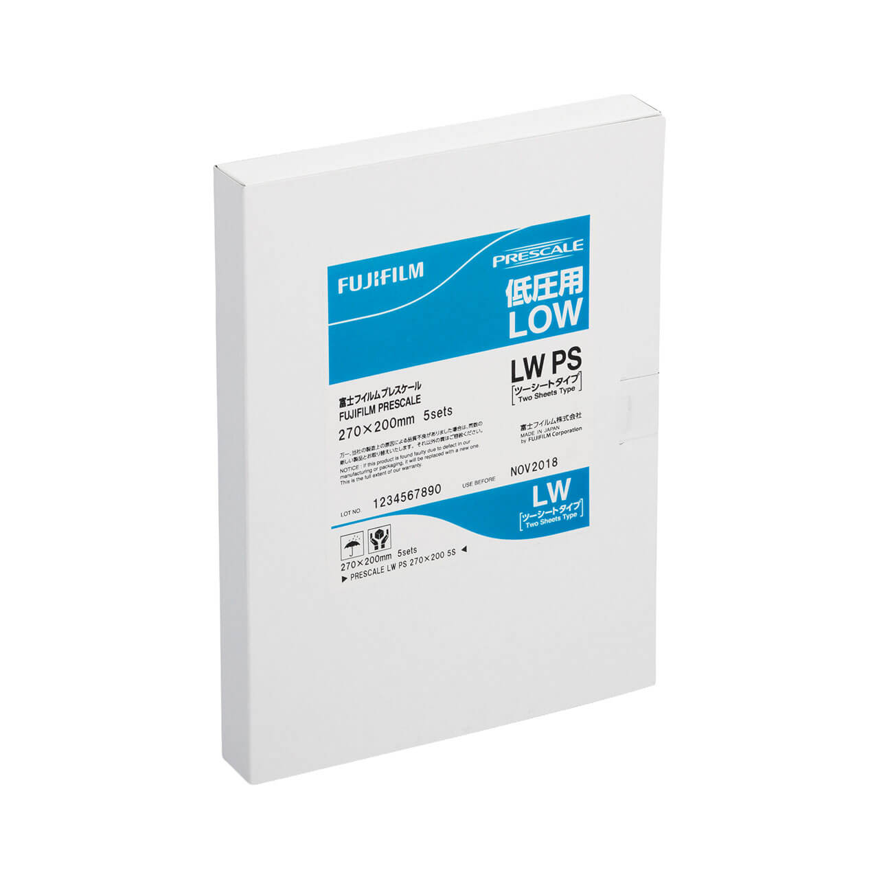 Fujifilm Prescale LW Low Pressure Film Sheets packaging on white background